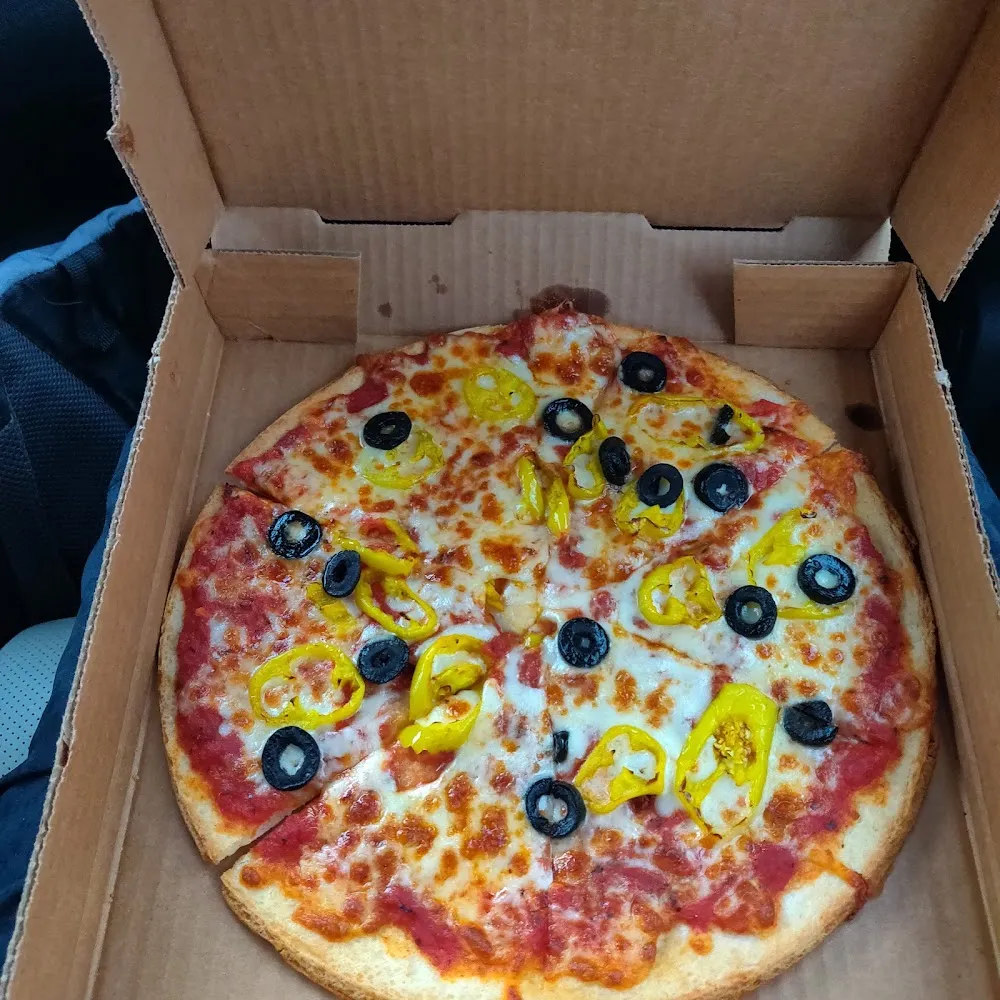 Gluten Free Pizza with Banana Peppers and Olives